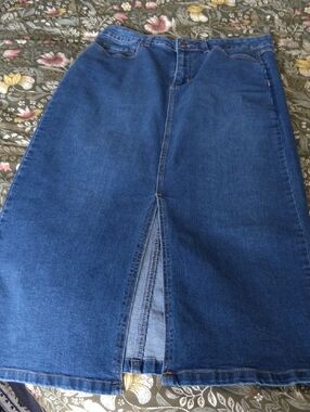 Northern Reflections Dark Blue Denim A-Line Midi Skirt